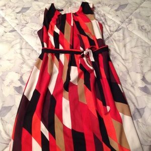 Sleeveless ChettaB belted dress RED Black multi